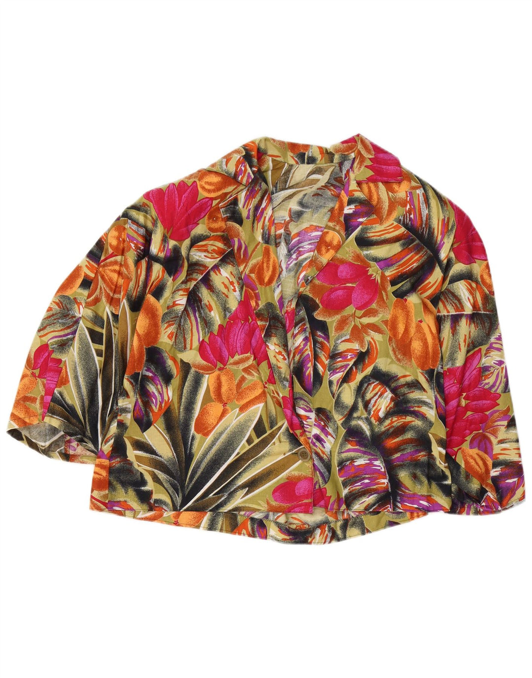 Giacca blazer vintage da donna a 1 bottone UK 14 floreale multicolore medio