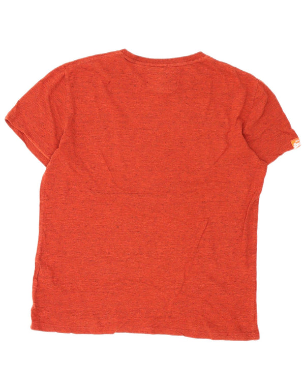 Superdry Mens T-Shirt Top Large Burgundy Flecked Cotton