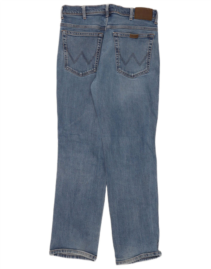 Wrangler Mens Regular Fit Straight Jeans W36 L32 Blue Cotton