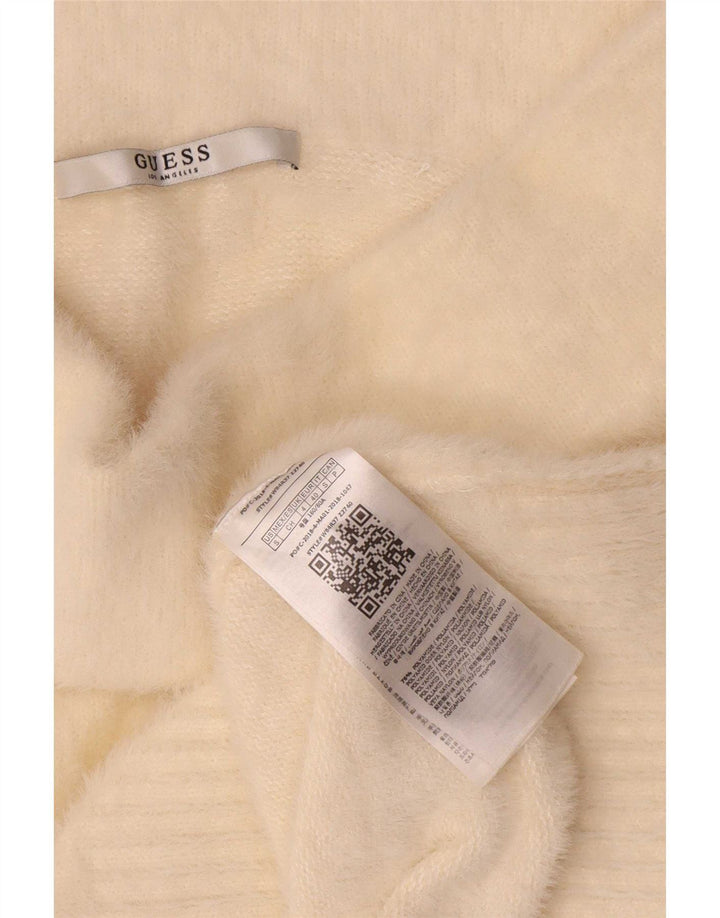 Guess Womens Oversized Roll Neck Jumper Sweater UK 4 XS Off White Polyamide