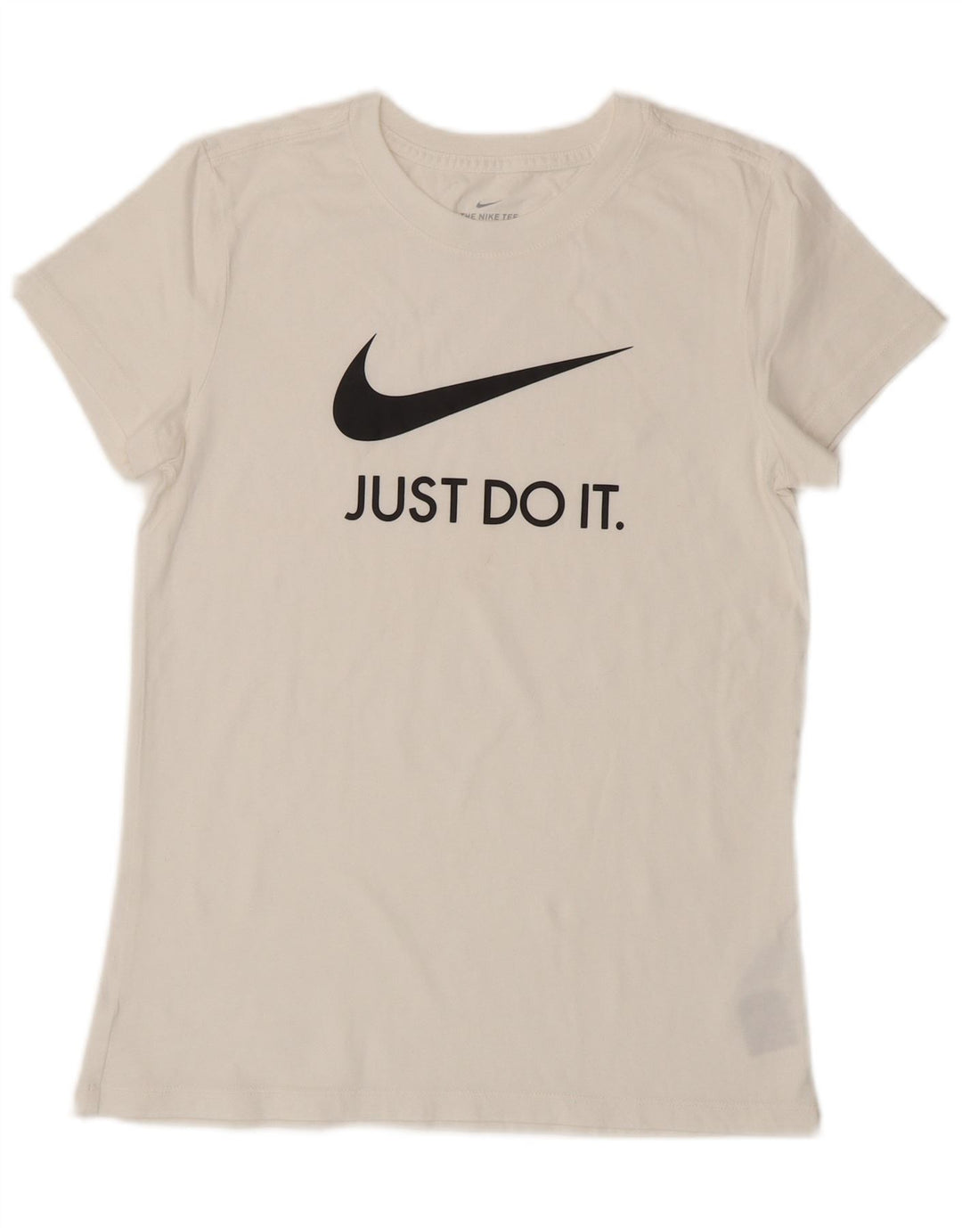 NIKE Womens Graphic T-Shirt Top UK 12 Medium White Cotton