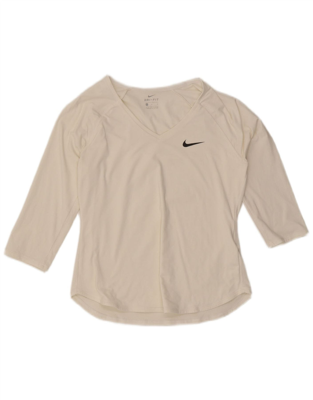 Nike Dame Dri Fit Top 3/4 ærme UK 12 Medium White Polyester