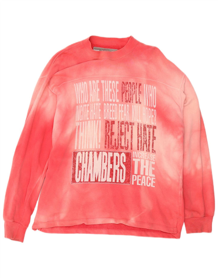 CHAMBERS Mens Graphic Sweatshirt Jumper Large Pink Tie Dye Cotton