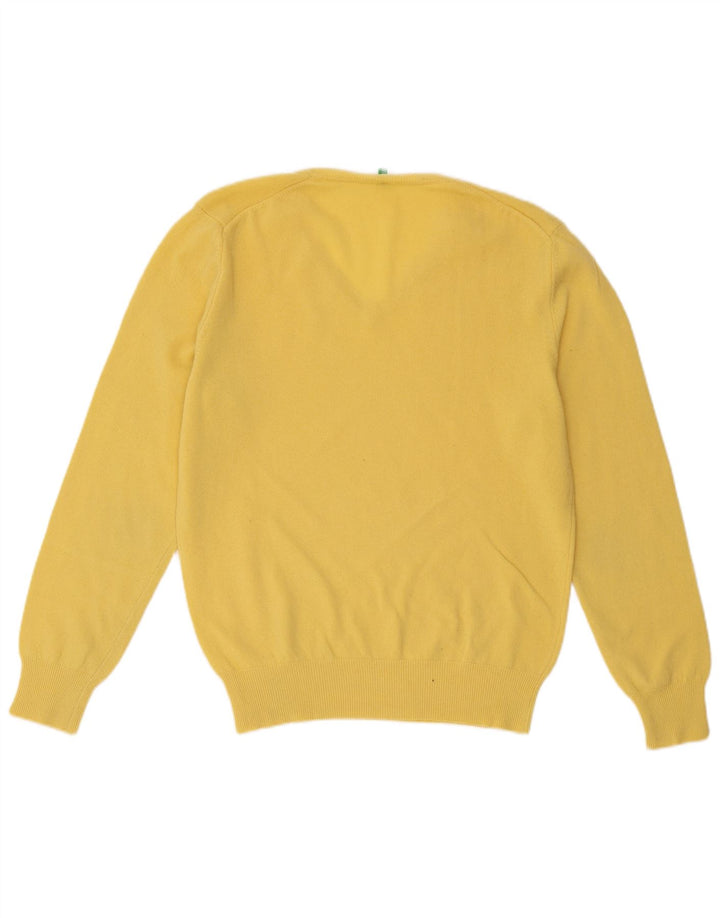 Maglione da uomo con scollo a V Benetton giallo medio