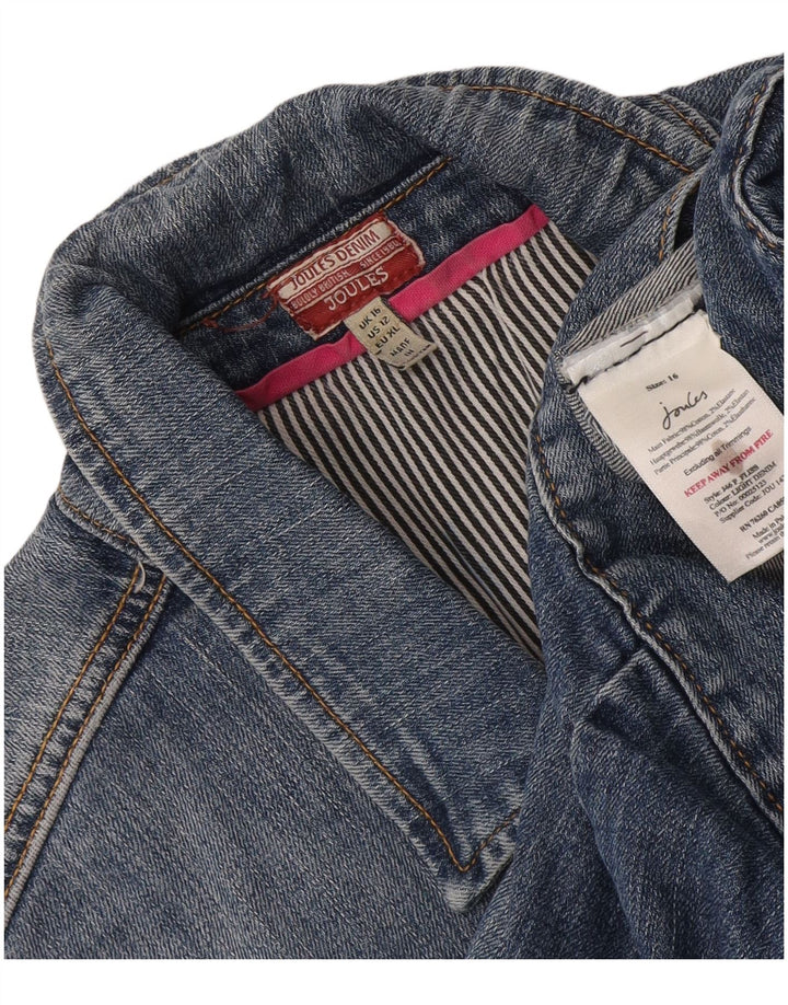 Joules Veste en jean courte pour femme UK 16 Large Bleu Coton