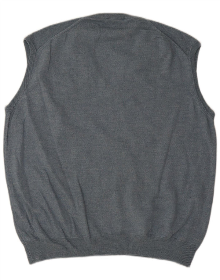 Vintage Herrevest Tank Top Stor Blå Ny Uld