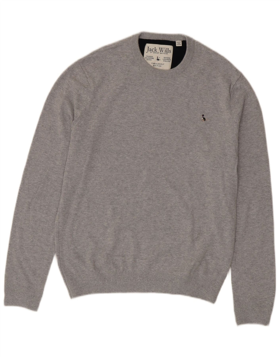 Jack Wills Mens Crew Neck Jumper Sweater Medium Grey Cotton