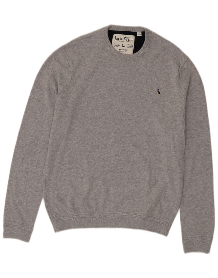 Jack Wills Mens Crew Neck Jumper Sweater Medium Grey Cotton
