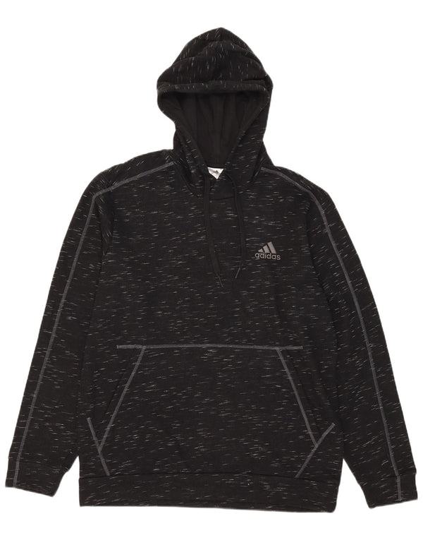 Adidas - Sudadera con capucha para hombre, talla grande, algodón moteado negro