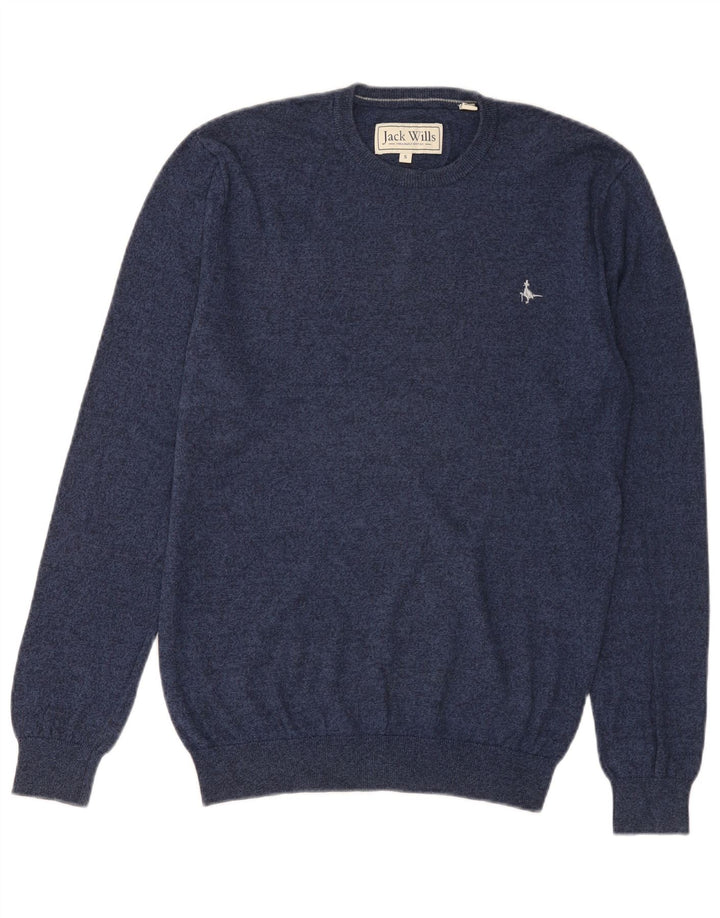 JACK WILLS Mens Crew Neck Jumper Sweater Small Navy Blue Cotton
