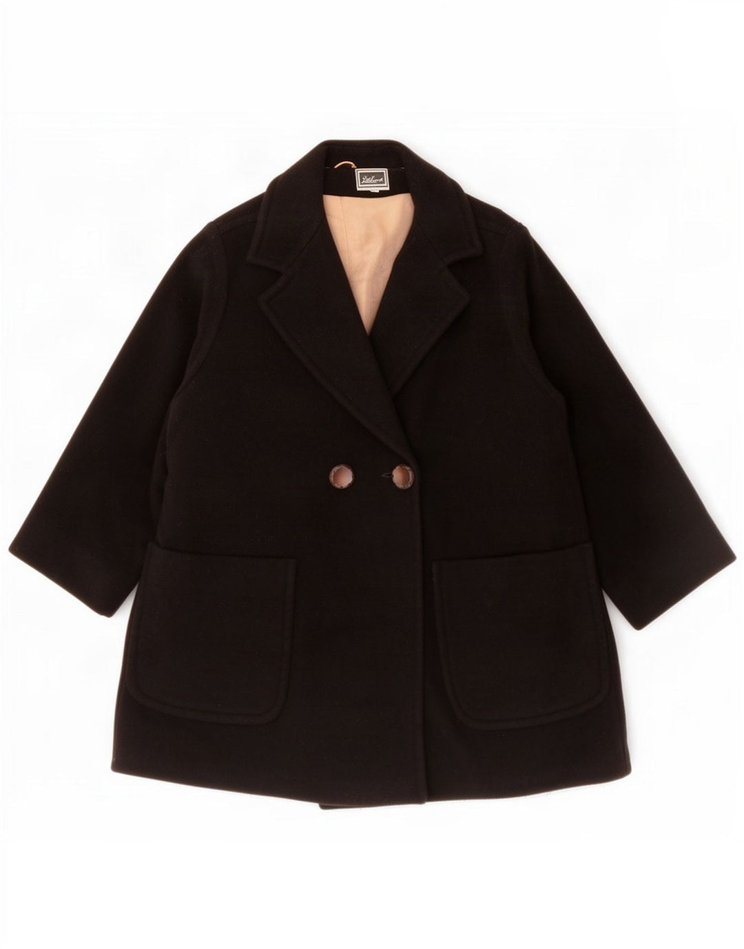 Luisa Spagnoli Womens 3/4 Sleeve Double Breasted Coat UK 10 Small Black