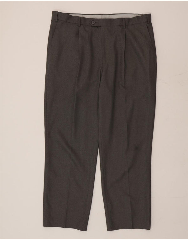 Pantaloni da abito dritti da uomo Marks & Spencer W38 L29 poliestere grigio