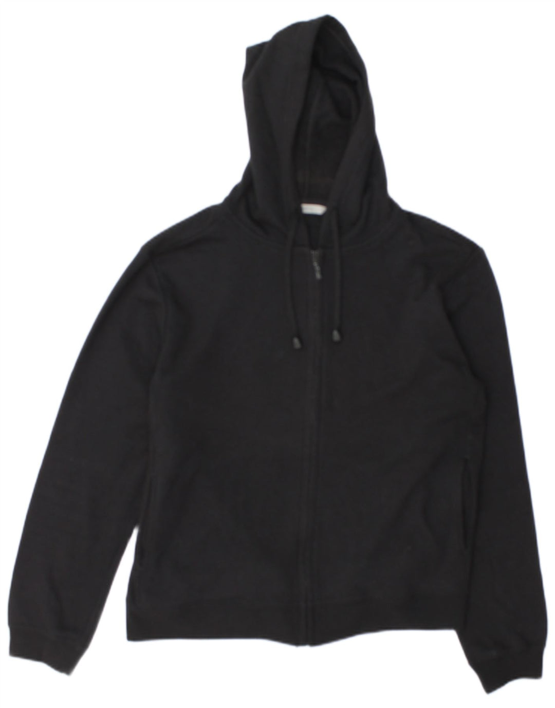 Marks & Spencer Womens Zip Hoodie Sweater UK 12 Medium Black Cotton