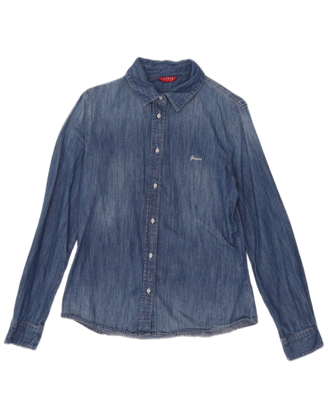 Guess Womens Denim Shirt UK 10 Small Blue Cotton