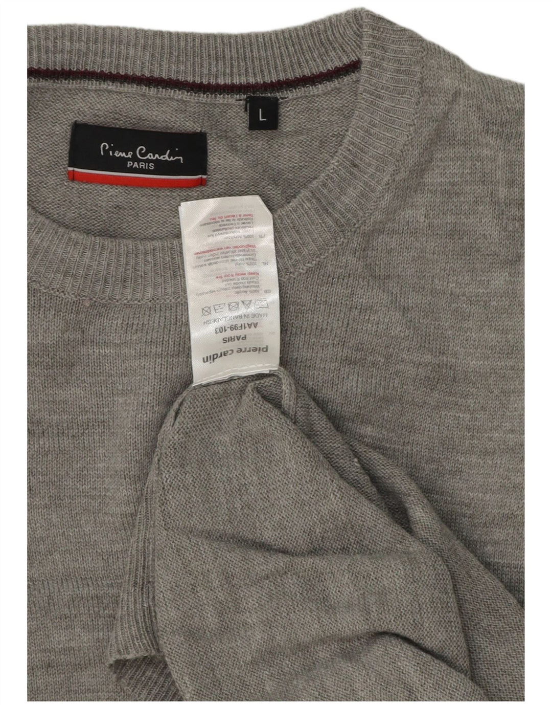 Pierre Cardin Mens Crew Neck Jumper Sweater Large Grey Acrylic