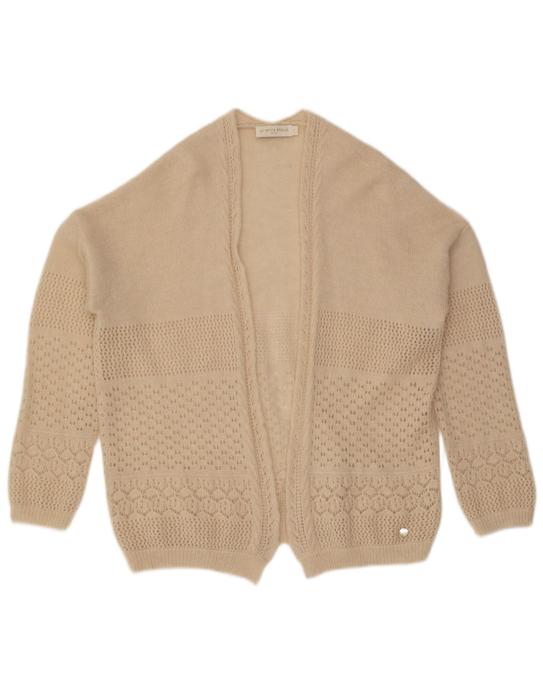 Vintage Womens Open Cardigan Sweater UK 16 Large Beige