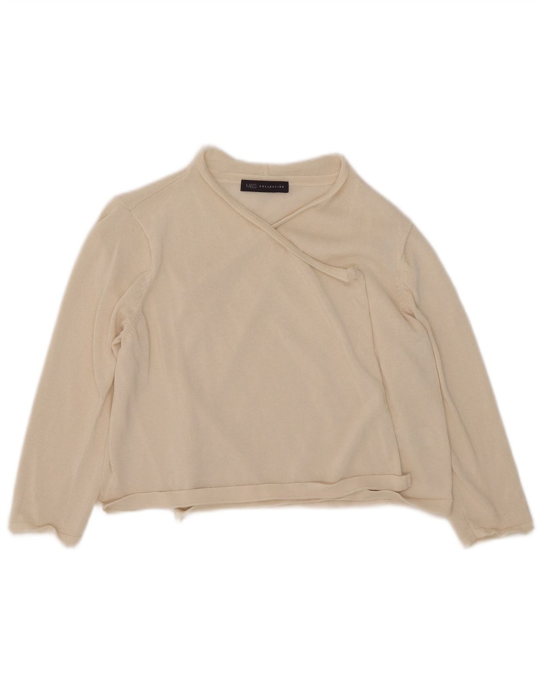 Marks & Spencer Womens 3/4 Sleeve Cardigan Sweater UK 12 Medium Off White