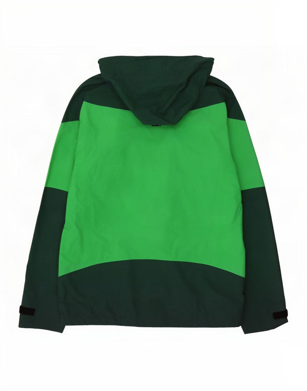 Adidas Mens Clima Proof Hooded Rain Jacket UK 44 2XL Green Colourblock
