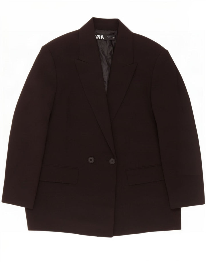 Zara Jaqueta blazer feminina oversized com peito duplo Reino Unido 10 pequena preta