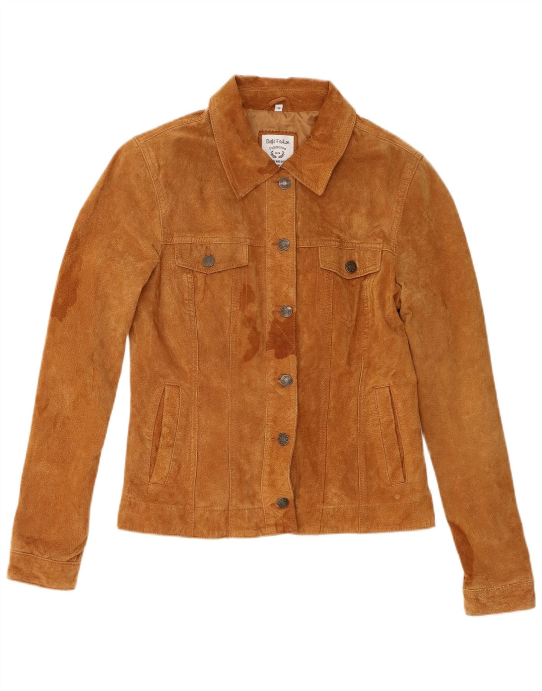 Vintage Womens Suede Jacket EU 36 Small Beige Leather