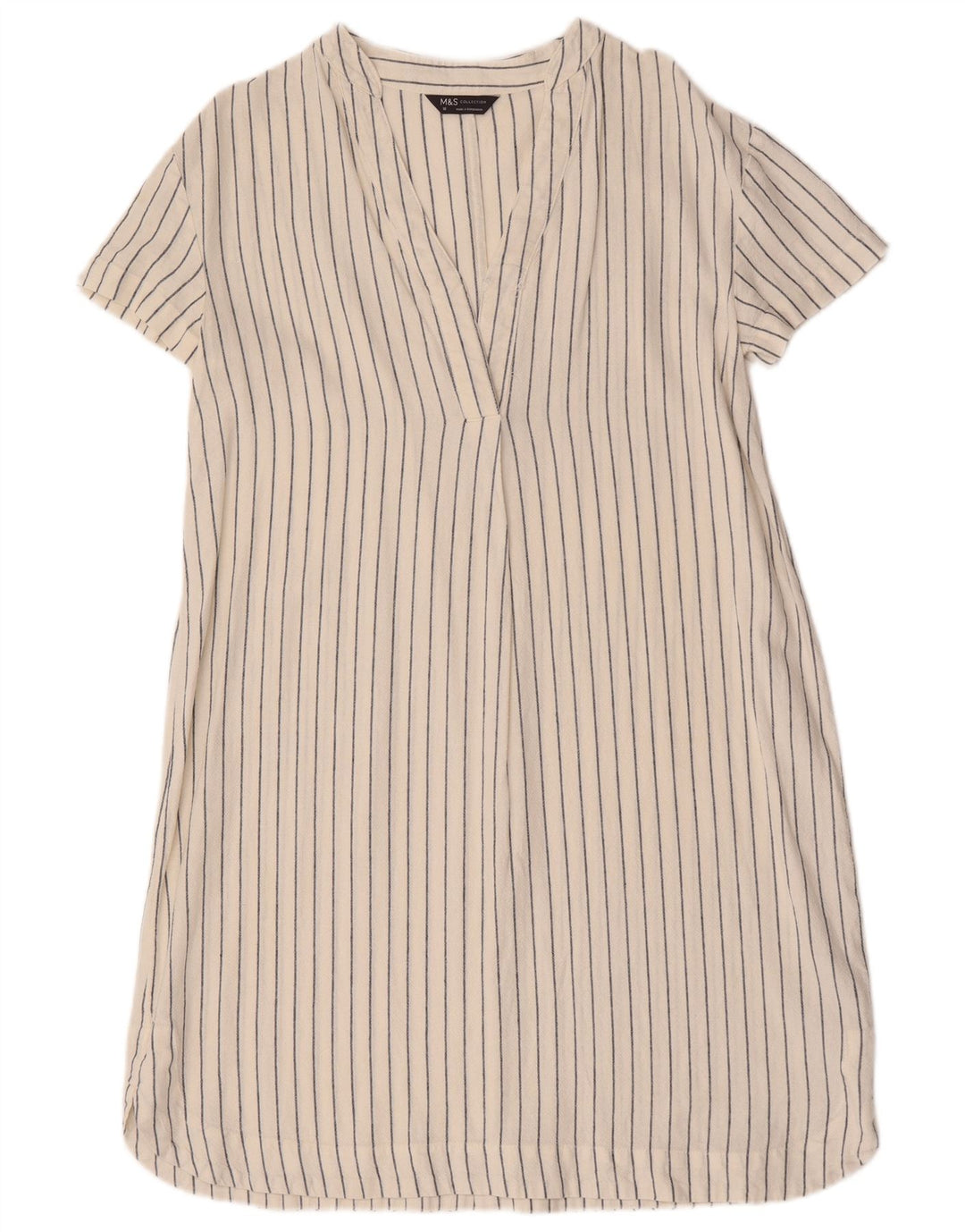 Marks & Spencer Robe droite surdimensionnée pour femme UK 10 Petite rayée blanche