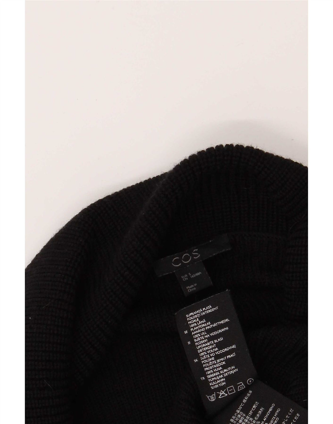 Cos Womens Oversized Crop Roll Neck Jumper Sweater UK 10 Small Black