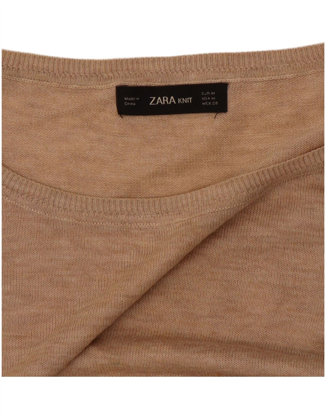 Zara Womens Oversized Boat Neck Jumper Sweater UK 14 Medium Beige
