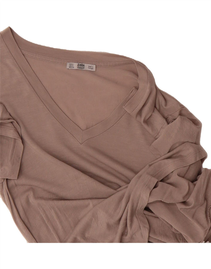 ZARA Womens T-Shirt Top UK 10 Small Beige Vintage Zara and Second-Hand Zara from Messina Hembry 