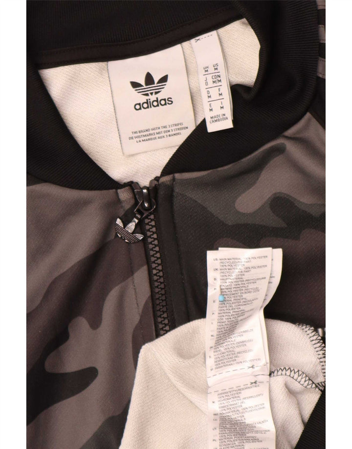 Adidas Mens Tracksuit Top Jacket Medium Grey Camouflage Polyester Sports
