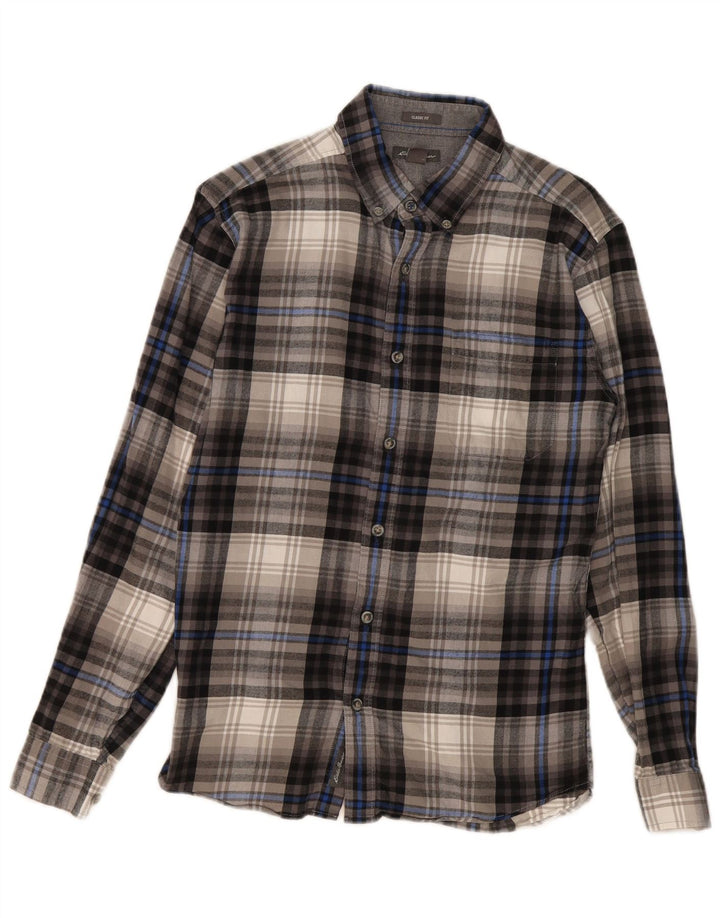 Eddie Bauer Herren-Flanellhemd mit klassischer Passform, klein, grau kariert, Baumwolle