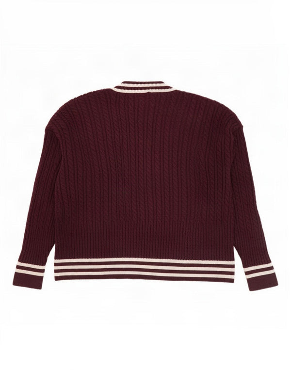 French Connection Pull col V pour femme UK 46 Large Viscose Bordeaux