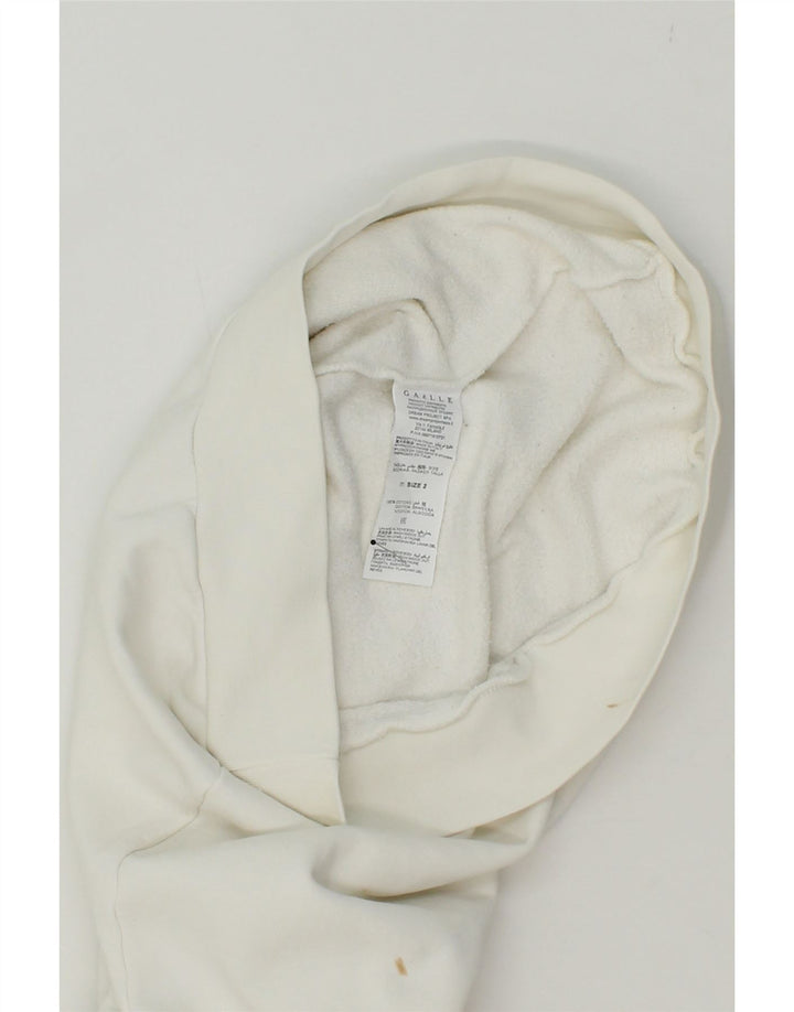 GAELLE Womens Graphic Sweatshirt Jumper Size 2 Medium White Cotton Vintage Gaelle and Second-Hand Gaelle from Messina Hembry 