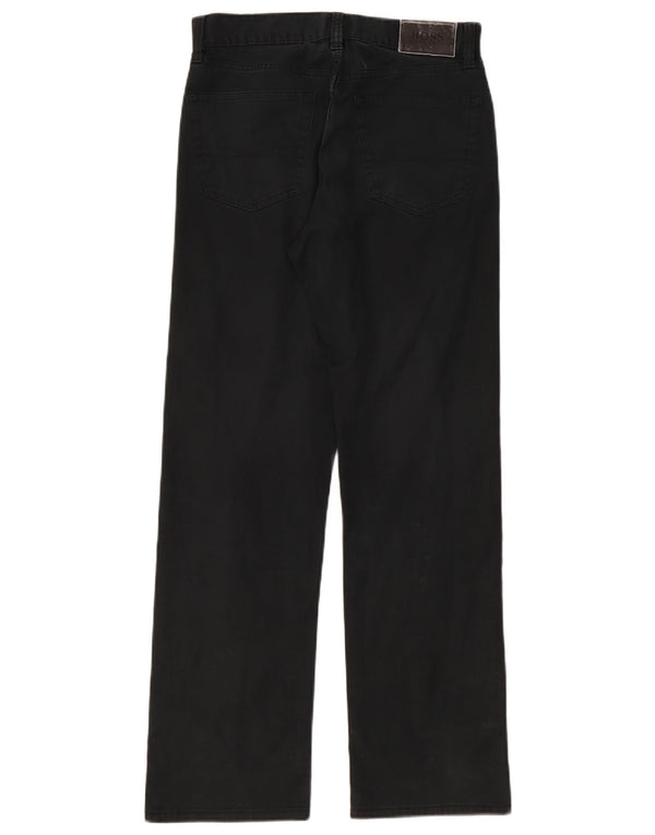 Hugo Boss Mens Straight Casual Trousers W32 L32 Black Cotton