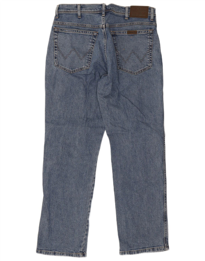 Wrangler Mens Regular Fit Straight Jeans W34 L30 Blue Cotton