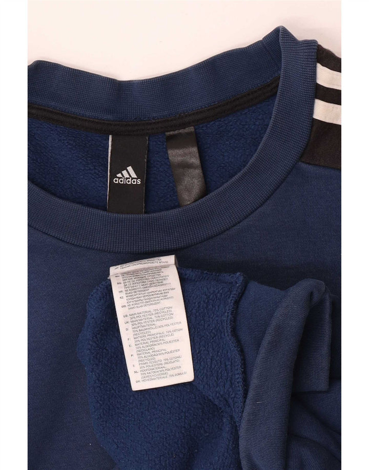 Adidas Męska bluza sweterkowa, średnia niebieska, bawełniana z blokami kolorów