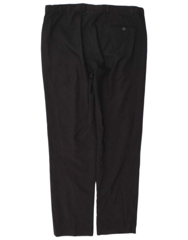 Marks & Spencer Mens Straight Regular Suit Trousers W38 L33 Black Polyester