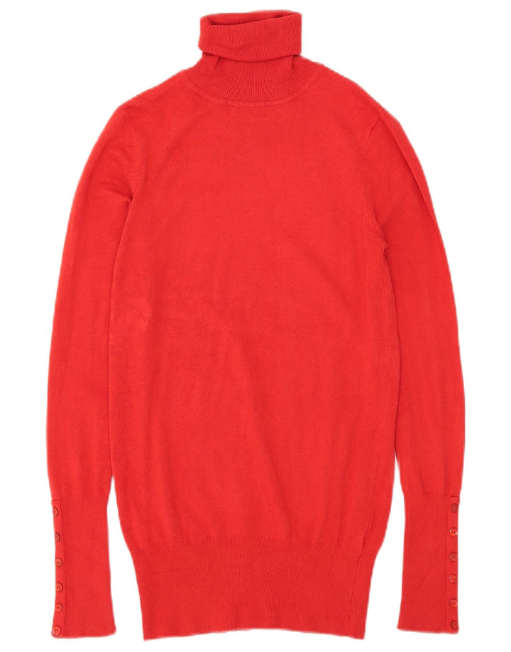 Zara Dame Roll Neck Jumper Sweater UK 10 Small Red Rayon