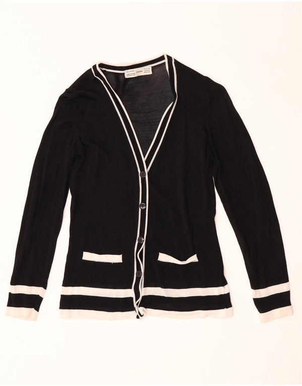 Maglione cardigan da donna Zara UK 12 Rayon color block nero medio