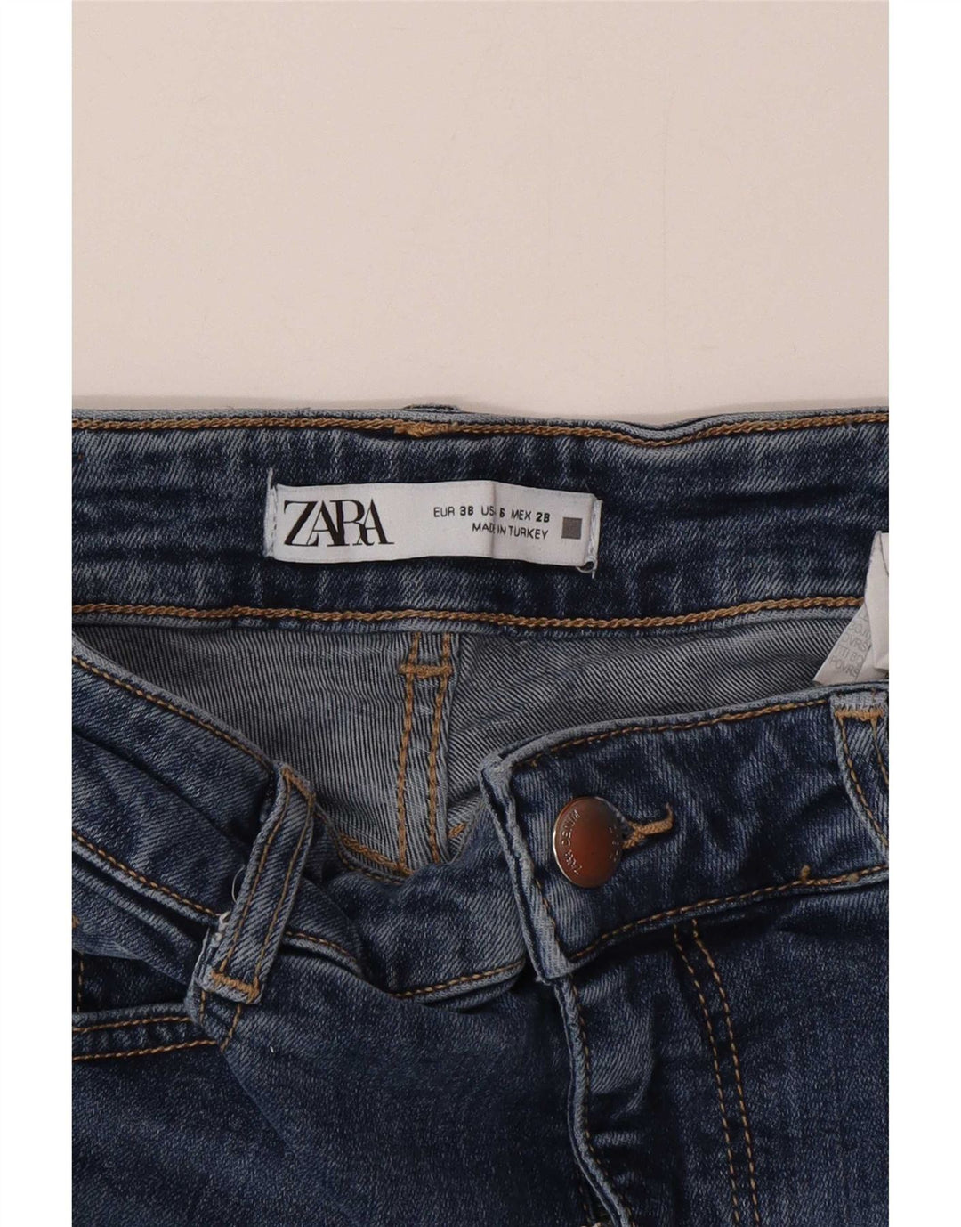 Jeans svasati da donna Zara EU 38 Small W28 L32 cotone blu