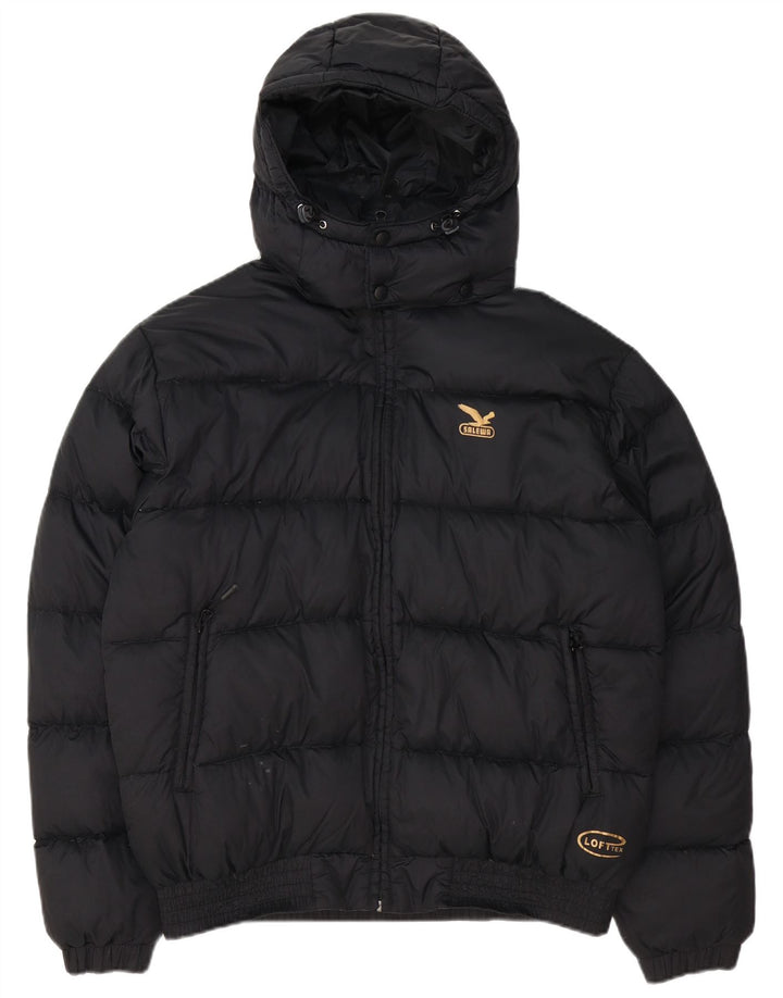 SALEWA Mens Hooded Padded Jacket EU 50 Large Black Polyamide