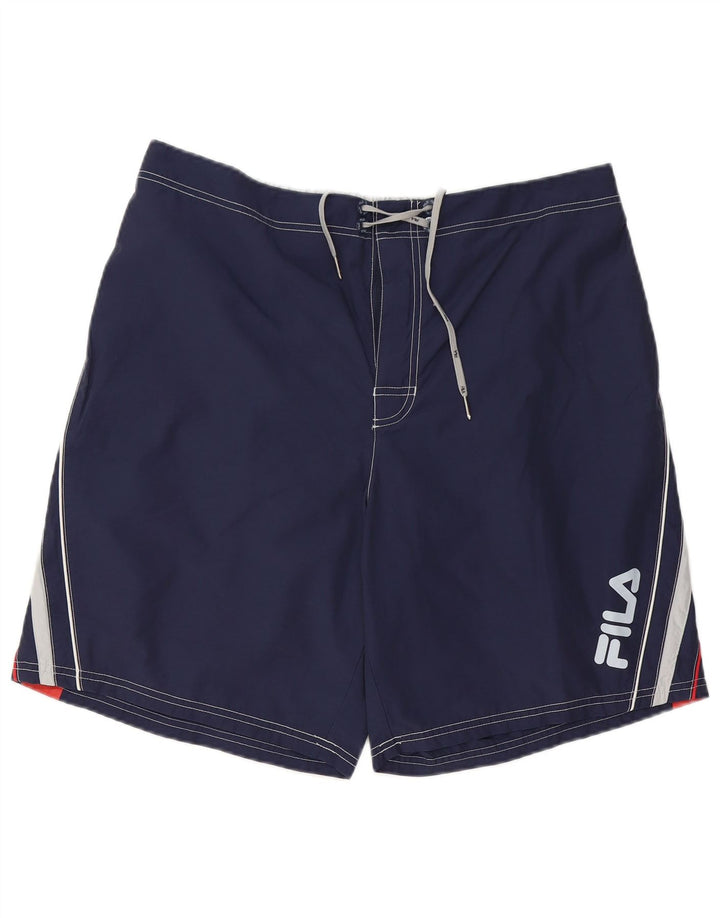 Fila Mens Graphic Swimming Shorts 2XL Navy Blue Colourblock Polyester