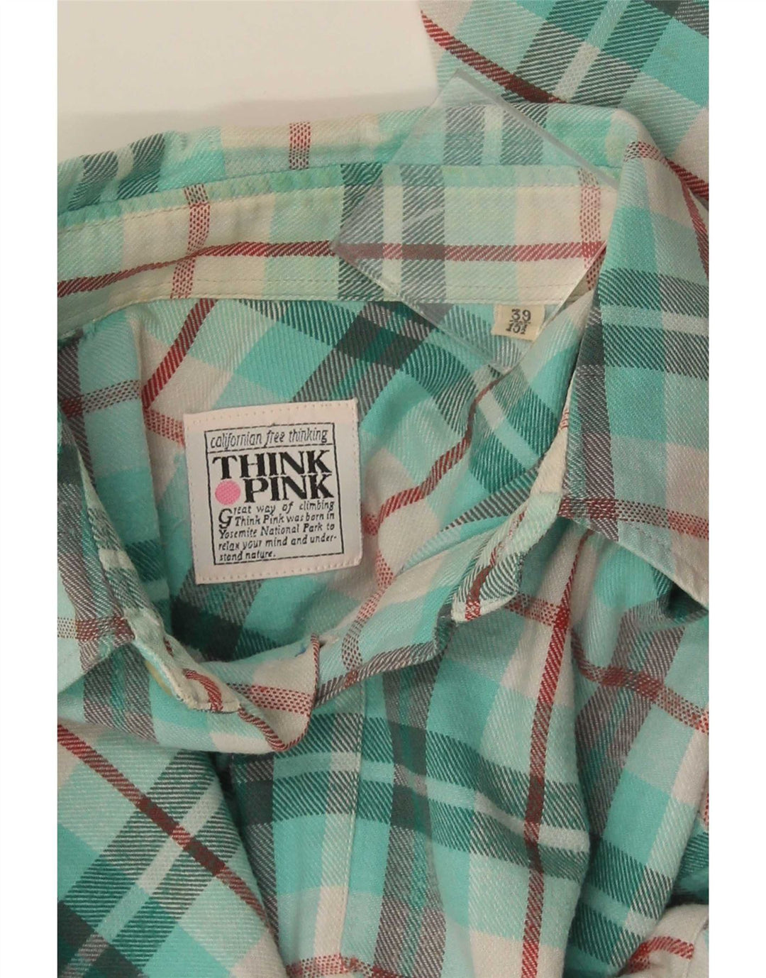 Cămașă de flanel pentru bărbați Think Pink Mărimea 39 15 1/2 Medium Turcoaz Check