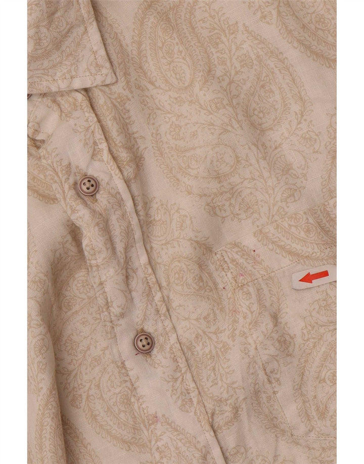 Nautica Mens Shirt Large Beige Paisley Linen