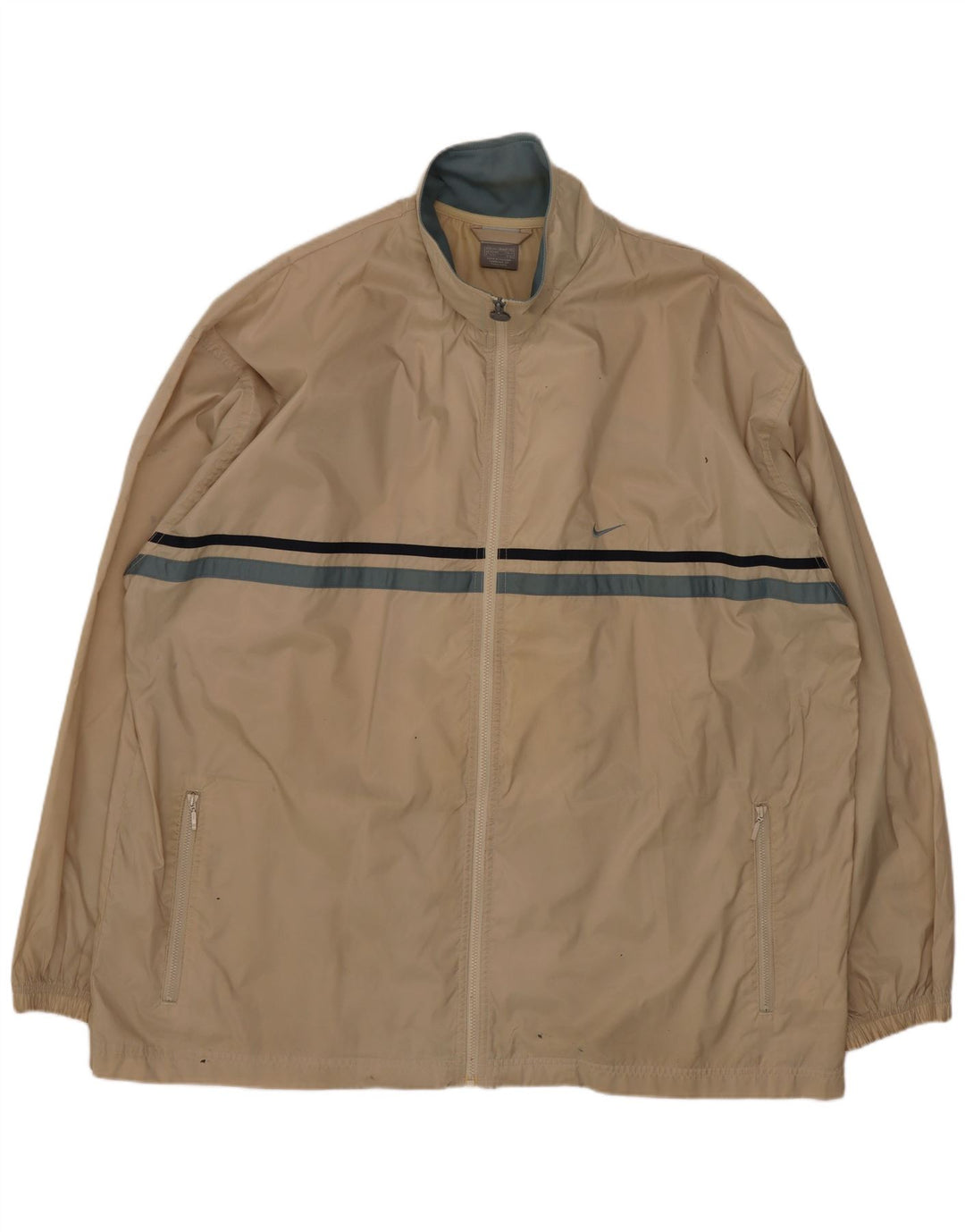 Nike Herren-Trainingsanzugoberteil, Jacke, 2XL, beige gestreift, Polyester