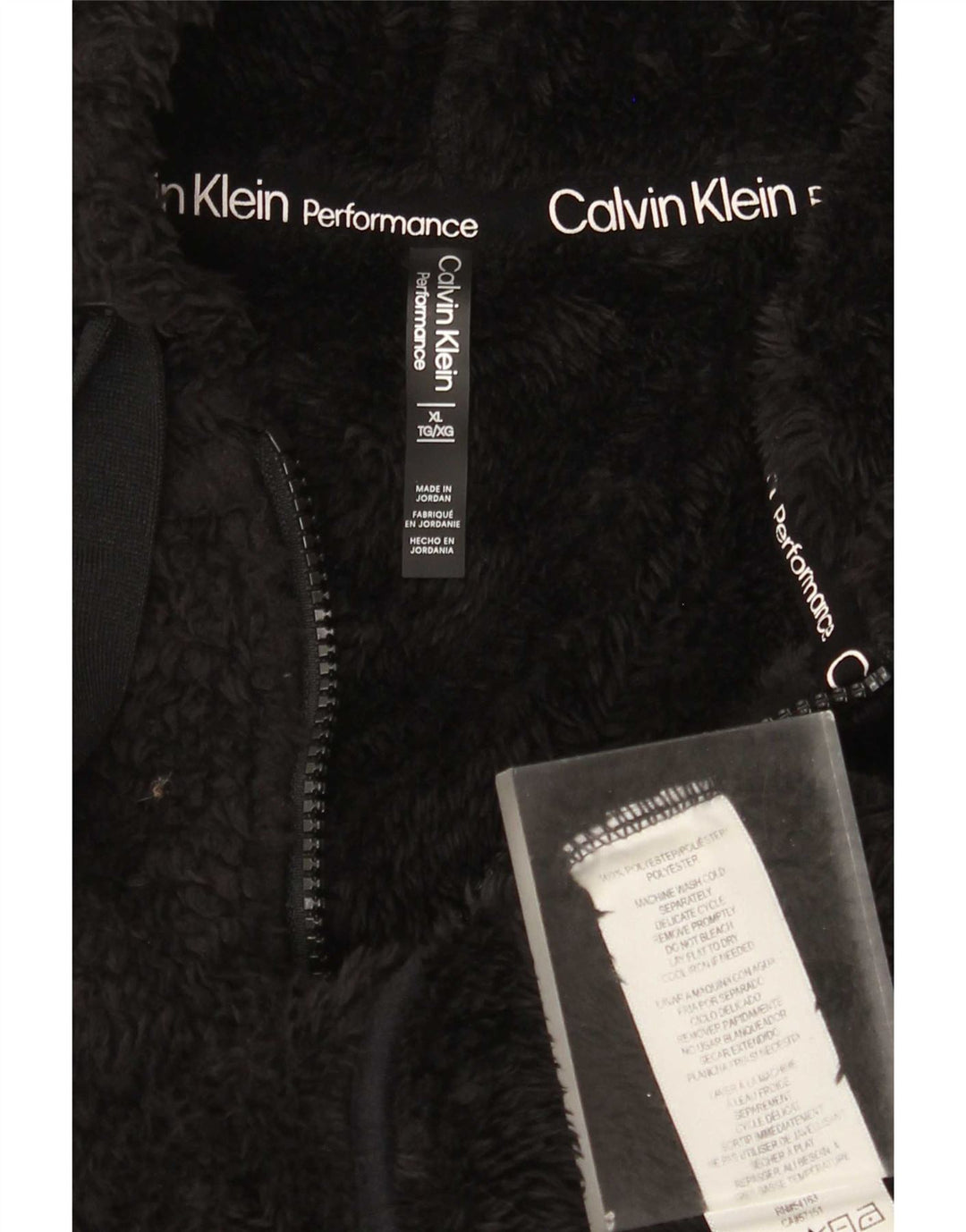Calvin Klein Womens Hooded Oversized Fleece Jacket UK 18 XL Black Polyester