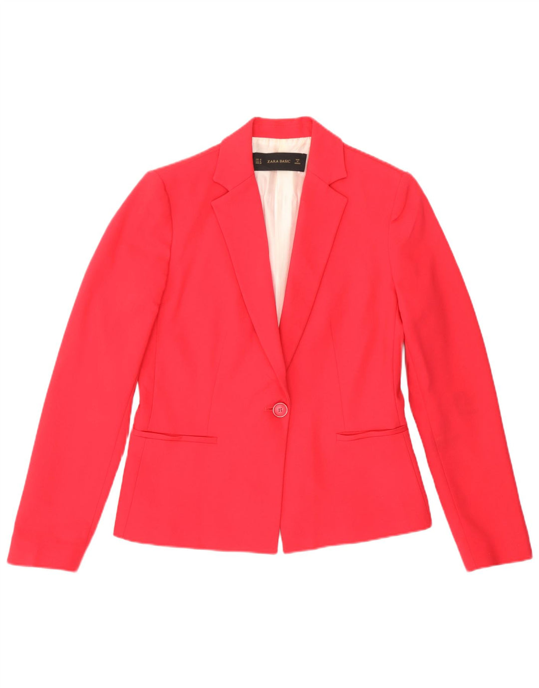 Zara Dame 1-knaps blazerjakke UK 14 Medium Pink Polyester