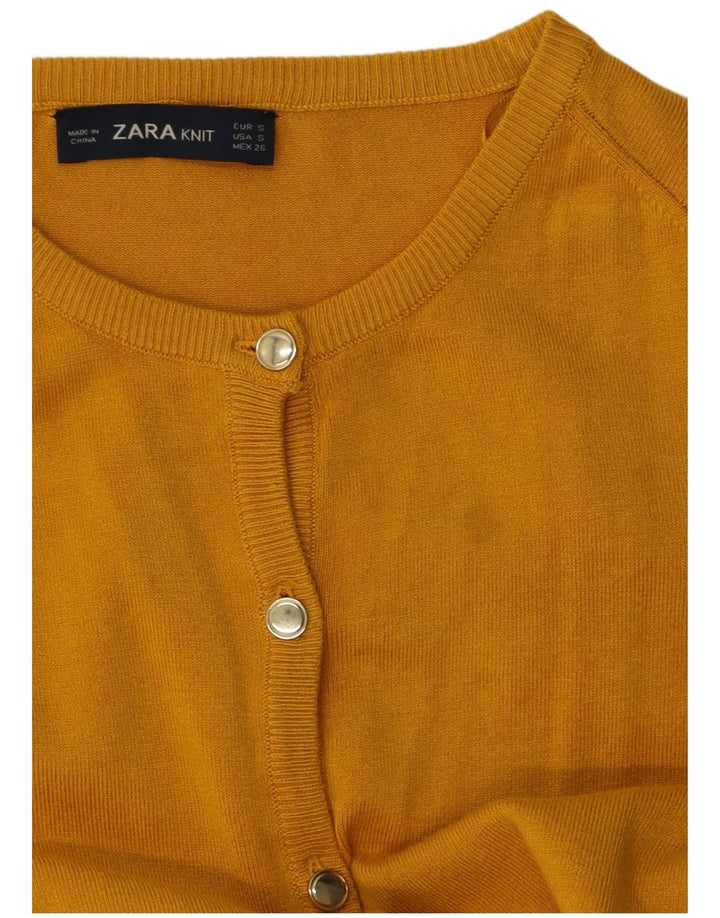 ZARA Womens Cardigan Sweater UK 10 Small Yellow