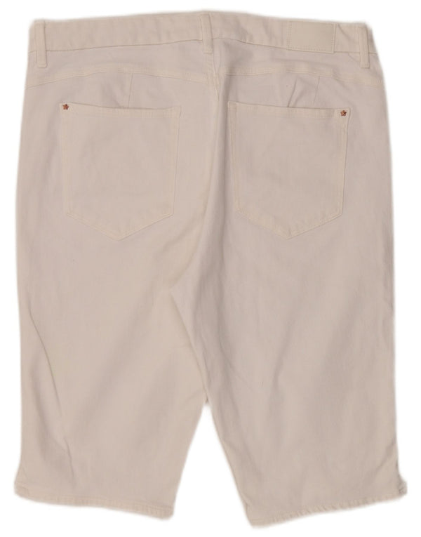 Marks & Spencer denimshorts til kvinder med høj talje UK 18 XL W36 hvid bomuld