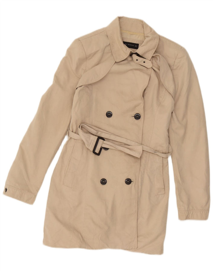 Zara Trench Coat til kvinder UK 12 Medium Beige Polyester