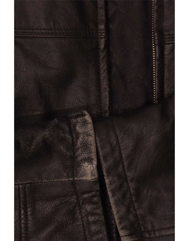Chaqueta de cuero vintage para hombre IT 54 XL Negro